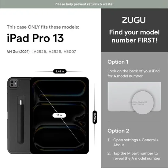 Zugu Ipad Pro 13 (2024) Case - Black